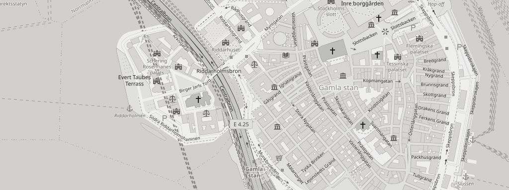 Map of Gamla stan, Stockholm, with Svartmangatan 9 marked